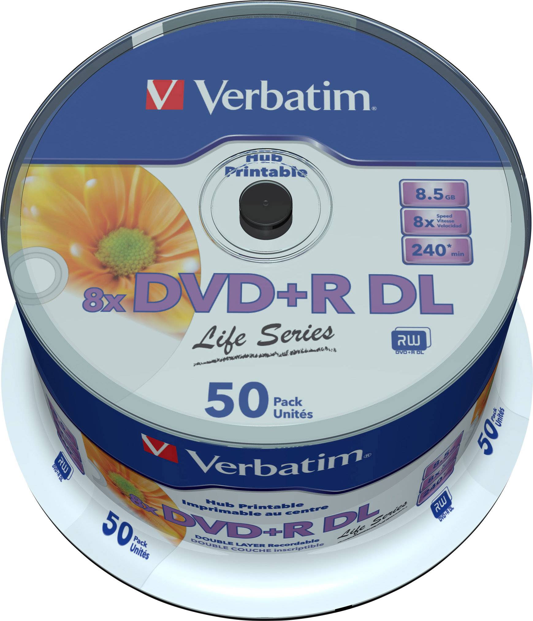 Verbatim 97693 DVD+R DL Rohling 8.5 GB 50 St. Spindel Bedruckbar