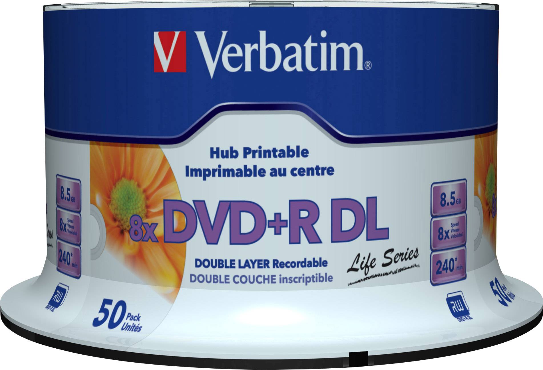 Verbatim 97693 DVD+R DL Rohling 8.5 GB 50 St. Spindel Bedruckbar