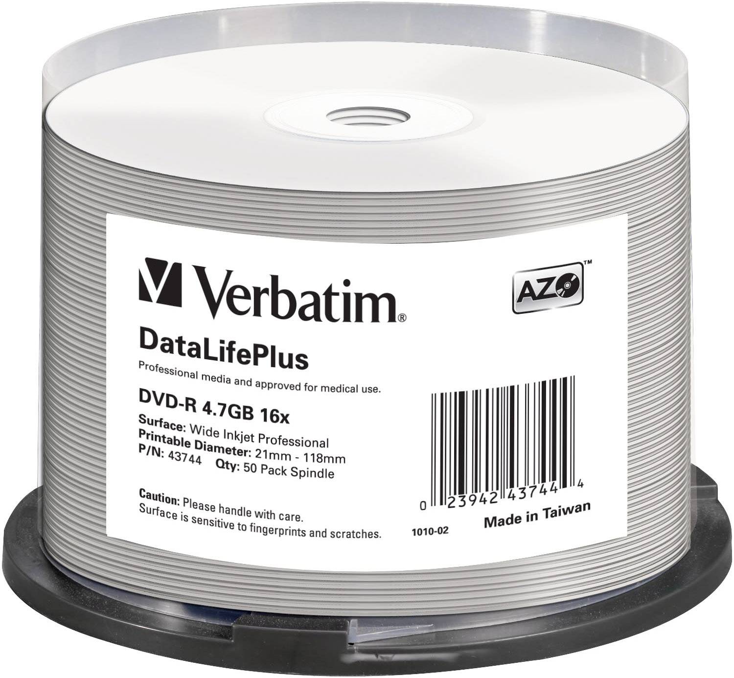 Verbatim 43744 DVD-R Rohling 4.7 GB 50 St. Spindel Bedruckbar