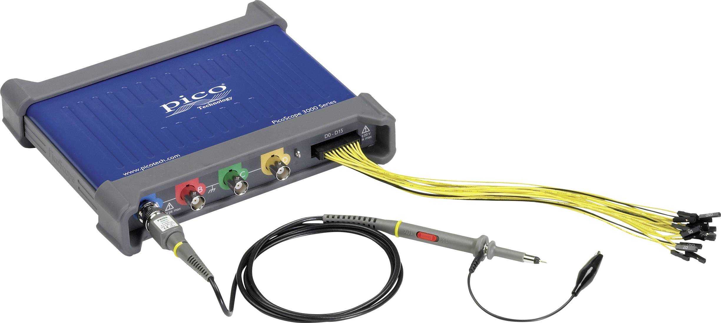 Pico 3403D MSO USB-Oszilloskop 50MHz 20-Kanal 250 MSa/s 16 Mpts Digital-Speicher (DSO), Mixed-Signal (MSO), Funktionsgenerator