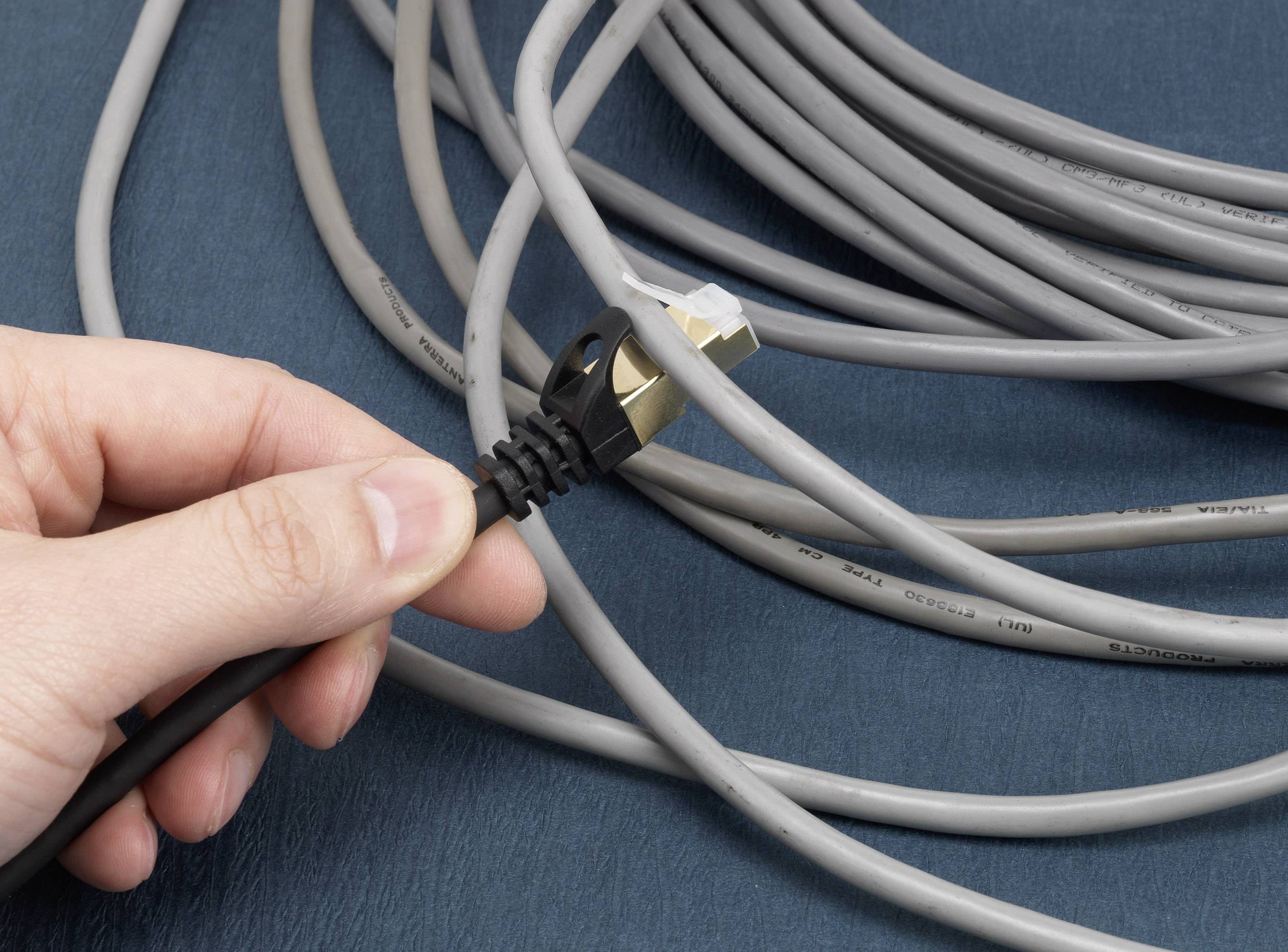 Renkforce RF-4241886 RJ45 Netzwerkkabel, Patchkabel F/FTP 1.00m Schwarz vergoldete Steckkontakte, mit Rastnasenschutz 1St.