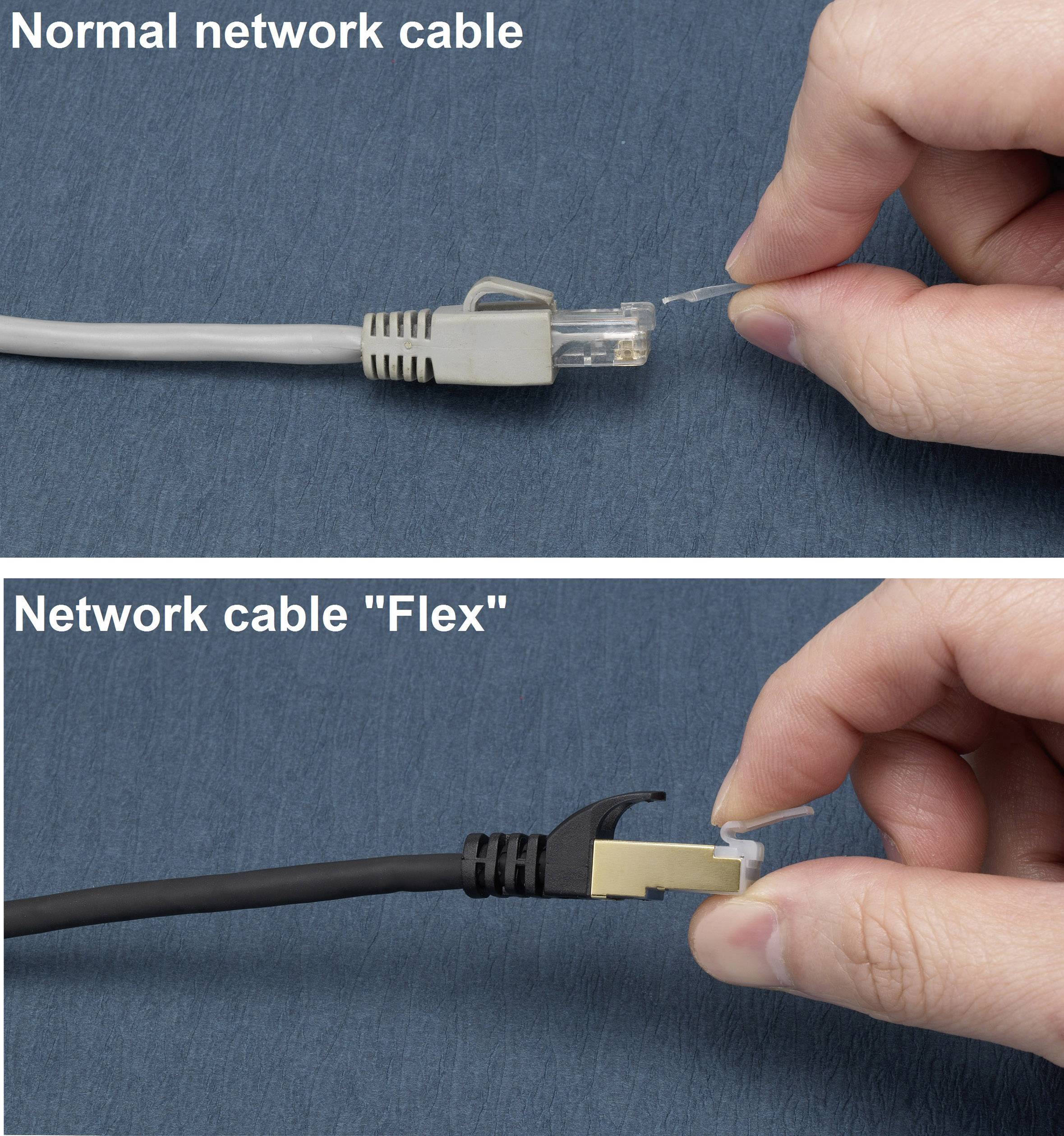 Renkforce RF-4241886 RJ45 Netzwerkkabel, Patchkabel F/FTP 1.00m Schwarz vergoldete Steckkontakte, mit Rastnasenschutz 1St.