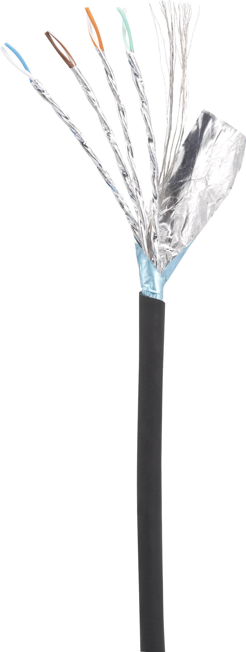 Renkforce RF-4241886 RJ45 Netzwerkkabel, Patchkabel F/FTP 1.00m Schwarz vergoldete Steckkontakte, mit Rastnasenschutz 1St.