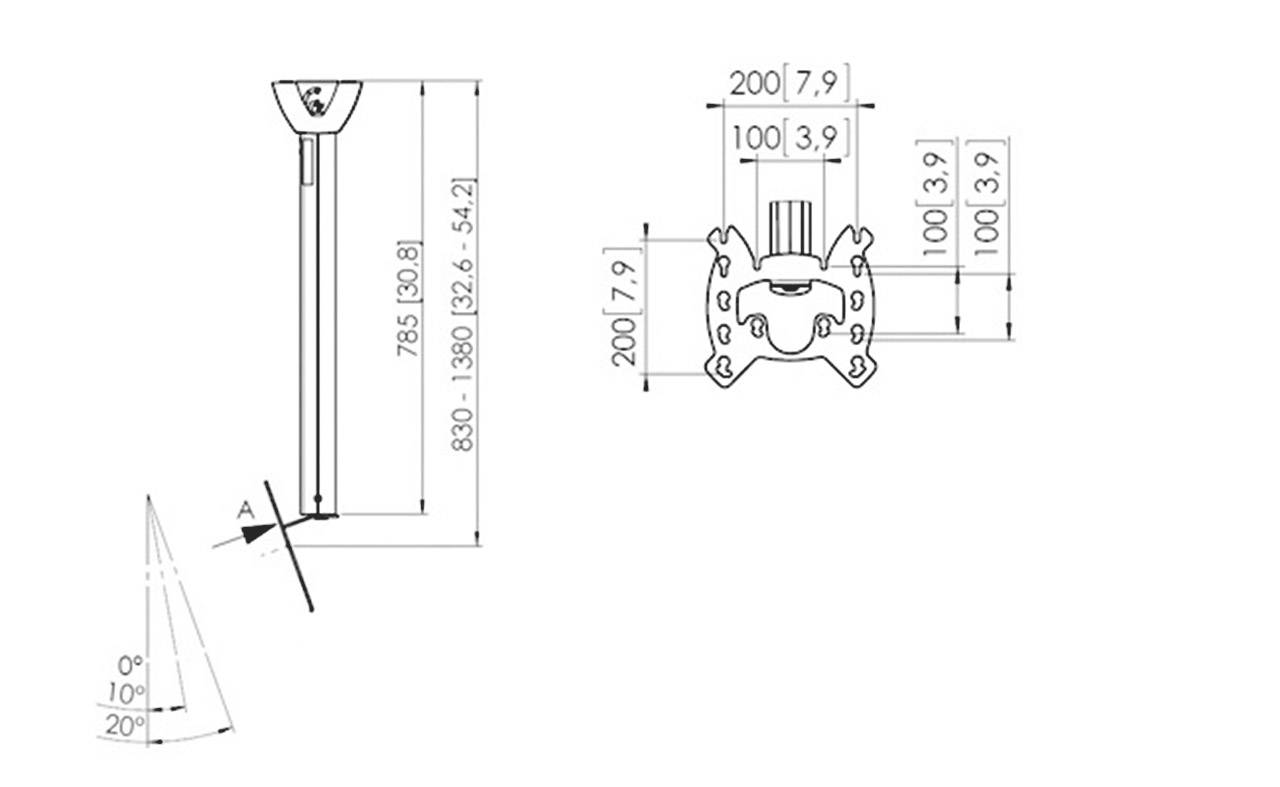 Vogel's PFC 585 TV-Deckenhalterung 48,3 cm (19") - 106,7 cm (42") Neigbar+Schwenkbar