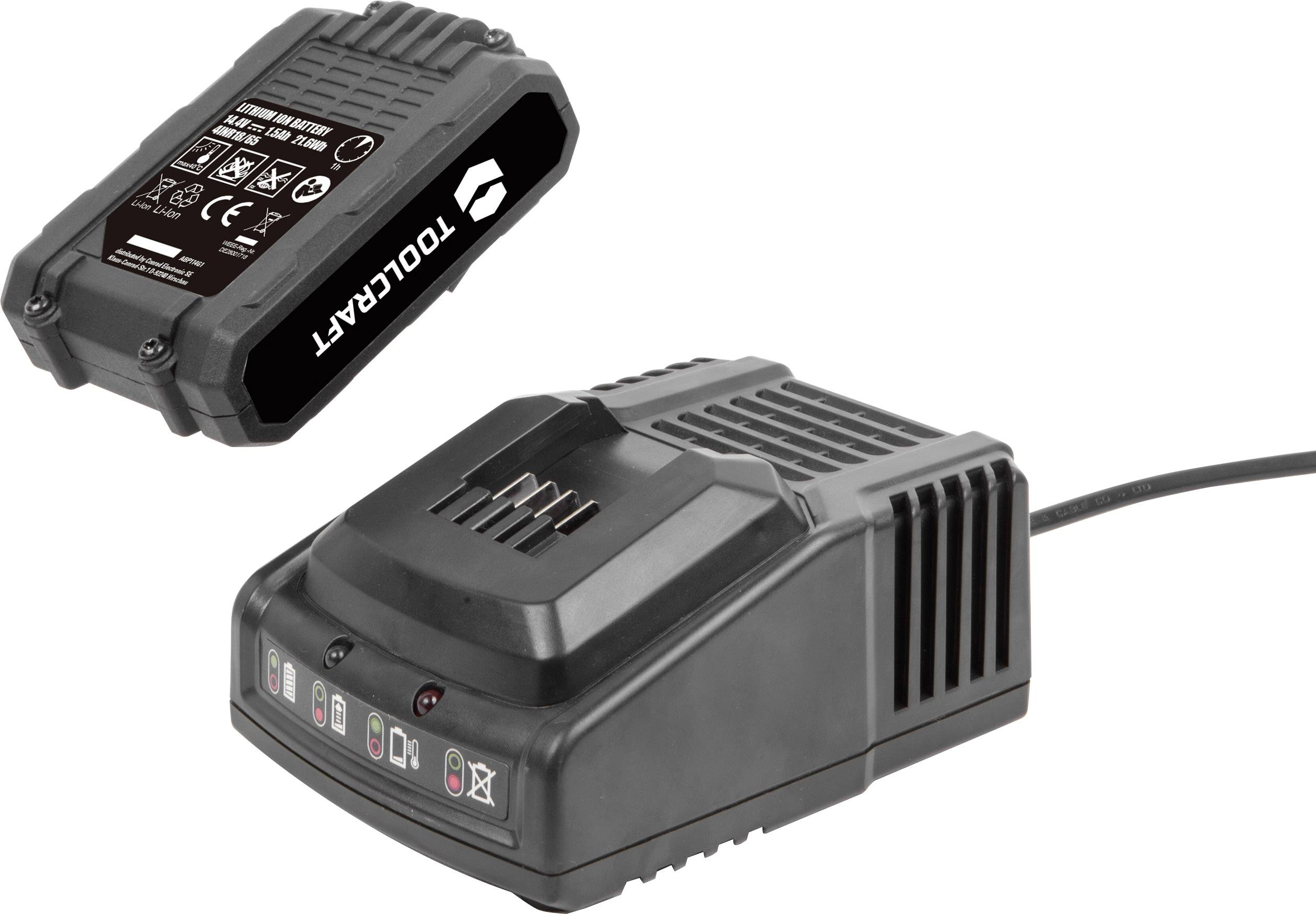 TOOLCRAFT DD 14.4 1414013 Akku-Bohrschrauber 14.4V 1.5Ah Li-Ion inkl. Akku, inkl. Koffer