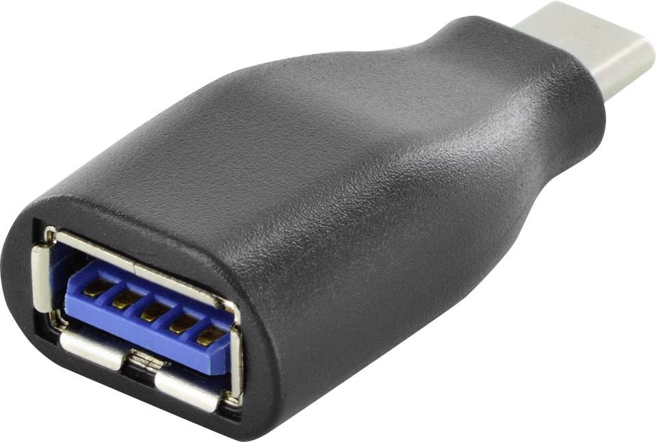 Ein schwarzer USB-C-auf-USB-A-Adapter. Geeignet zur Verbindung von Geräten mit unterschiedlichen USB-Anschlüssen.