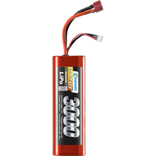 Pack de batterie (LiPo) 7.4 V 3000 mAh energy 1414149 20 C hardcase stick fiche T femelle