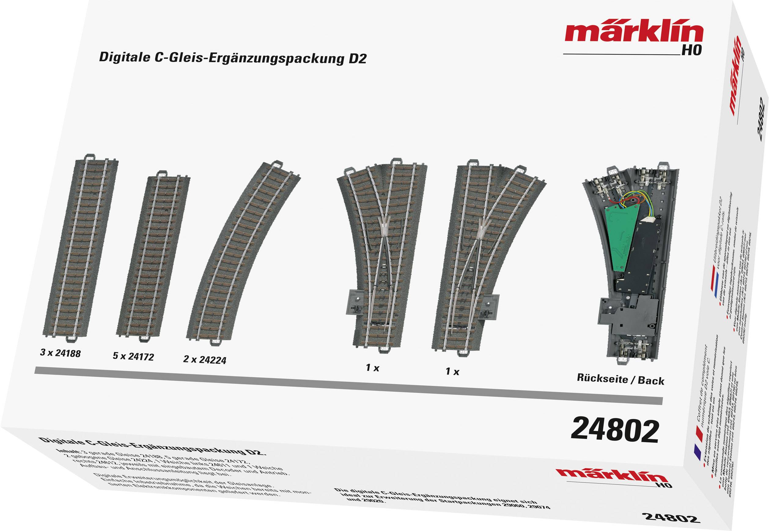 Märklin H0 C-Gleis (mit Bettung) 24802 Ergänzungs-Set Digital D2