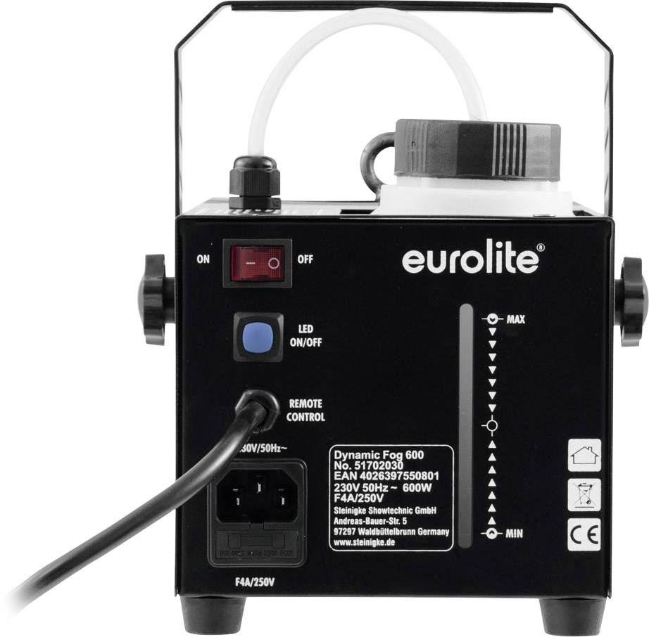 Eurolite DYNAMIC FOG 600 Nebelmaschine inkl. Befestigungsbügel, inkl. Kabelfernbedienung, mit Lichteffekt