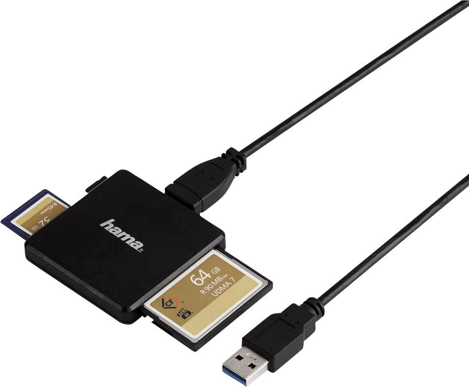 Hama 124022 Externer Speicherkartenleser USB-A (USB 3.2 Gen 1) Schwarz