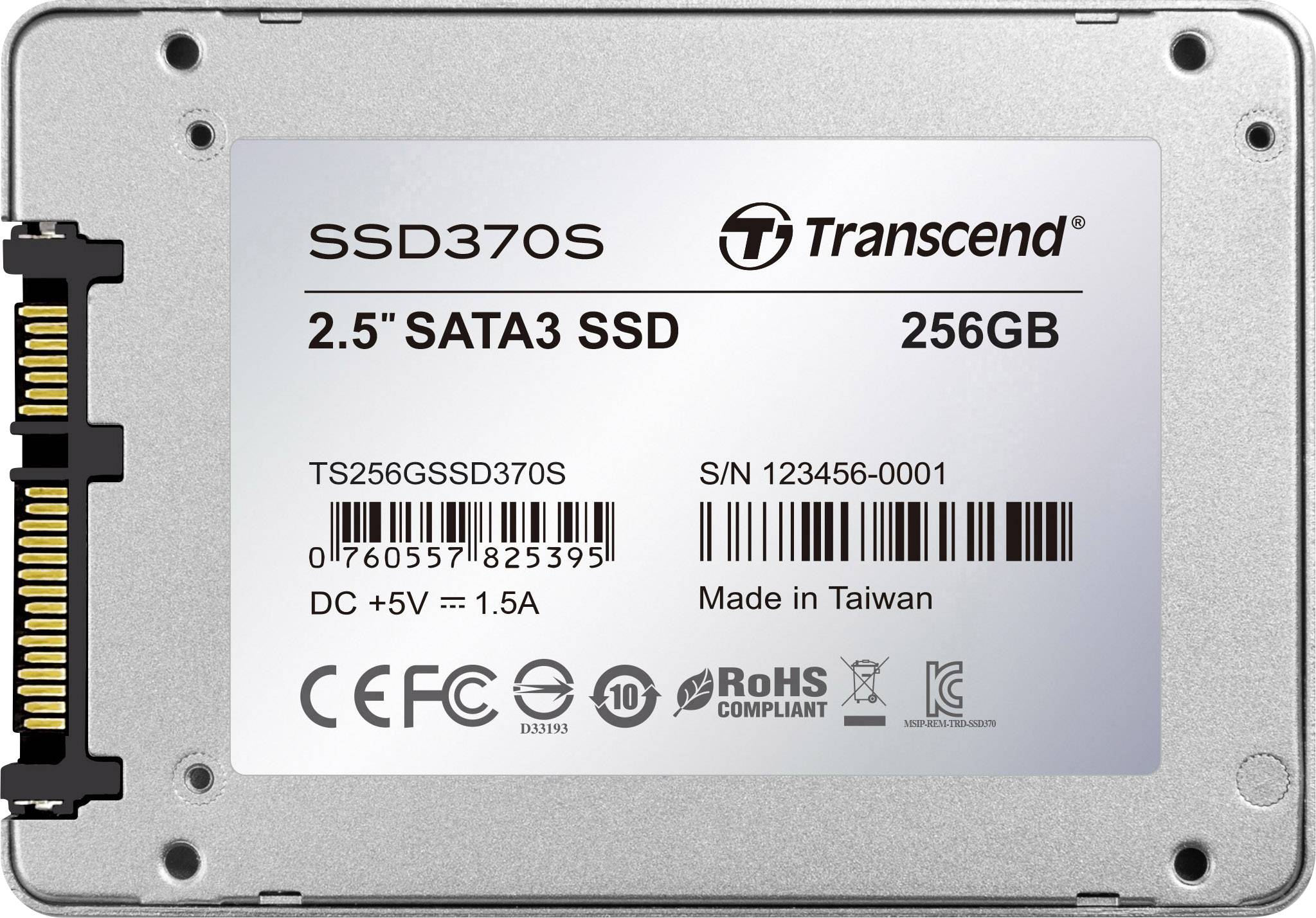 Transcend SSD370S 256 GB Interne SATA SSD 6.35 cm (2.5 Zoll) SATA 6 Gb/s Retail TS256GSSD370S