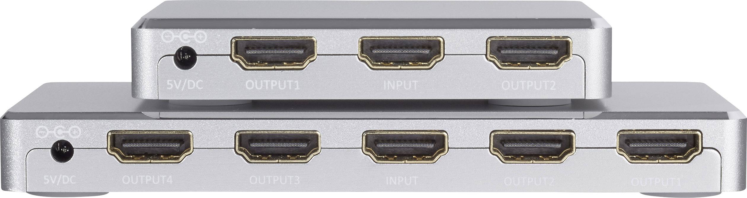 SpeaKa Professional 2 Port HDMI-Splitter mit Aluminiumgehäuse, Ultra HD-fähig 3840 x 2160 Pixel