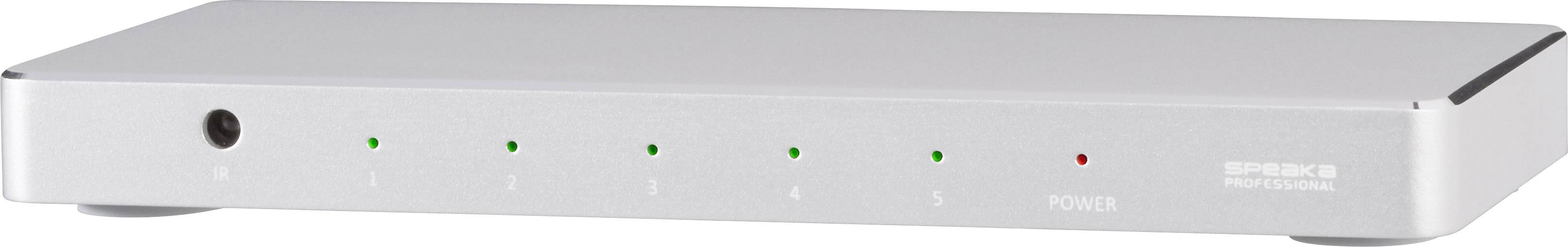 SpeaKa Professional 5 Port HDMI-Switch mit Aluminiumgehäuse, mit Fernbedienung, Ultra HD-fähig 3840 x 2160 Pixel