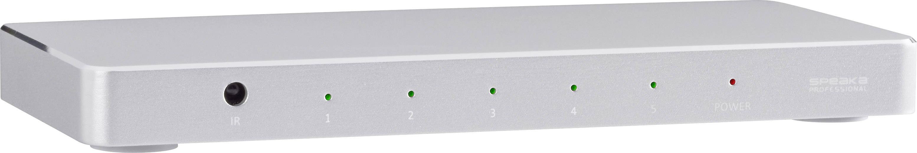 SpeaKa Professional 5 Port HDMI-Switch mit Aluminiumgehäuse, mit Fernbedienung, Ultra HD-fähig 3840 x 2160 Pixel