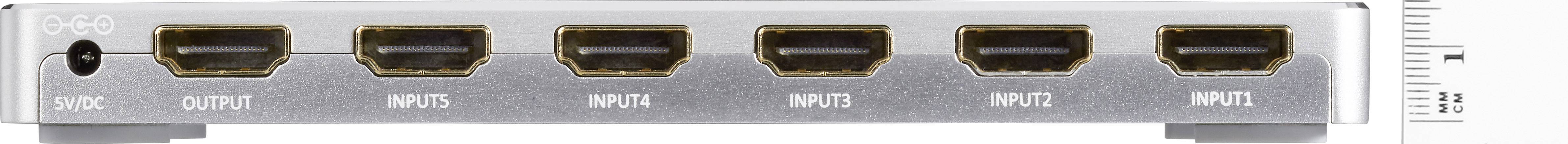 SpeaKa Professional 5 Port HDMI-Switch mit Aluminiumgehäuse, mit Fernbedienung, Ultra HD-fähig 3840 x 2160 Pixel