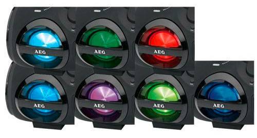 AEG SR 4359 BT Ghettoblaster UKW AUX, Bluetooth®, CD, SD, USB Stimmungslicht Schwarz