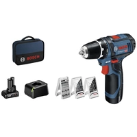 Bosch Professional GSR 12V-15 0615990G6L Akku-Bohrschrauber 12V 2 Ah, 4Ah Li-Ion inkl. 2. Akku, inkl. Ladegerät, mit Zubehör Bosch Professional GSR 12V-15 0615990G6L Akku-Bohrschrauber 12V 2 Ah, 4Ah Li-Ion inkl. 2. Akku, inkl. Ladegerät, mit Zubehör