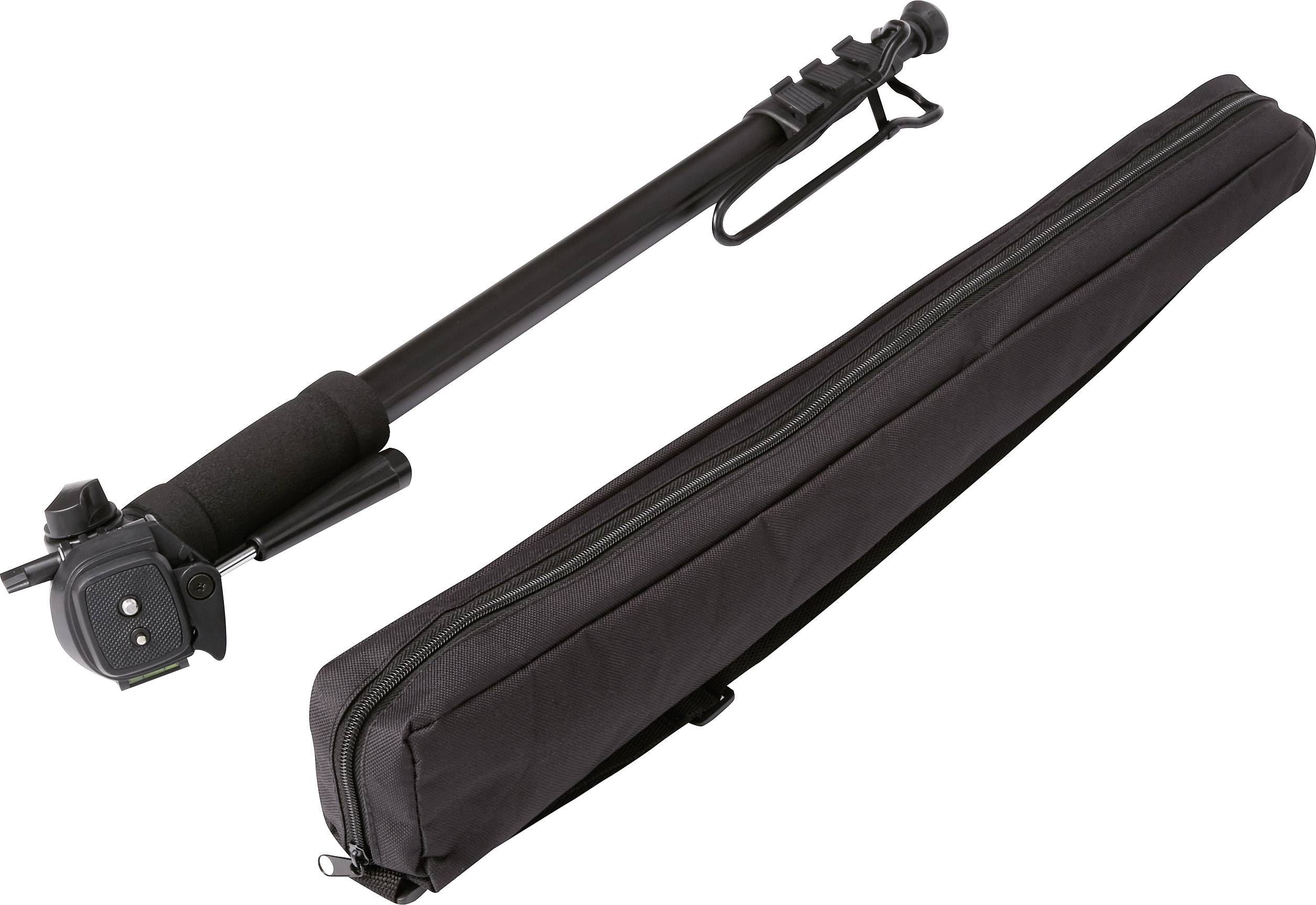 Renkforce Einbeinstativ 1/4 Zoll Arbeitshöhe=64 - 180cm Schwarz inkl. Tasche, 3D-Neiger, Wasserwaage