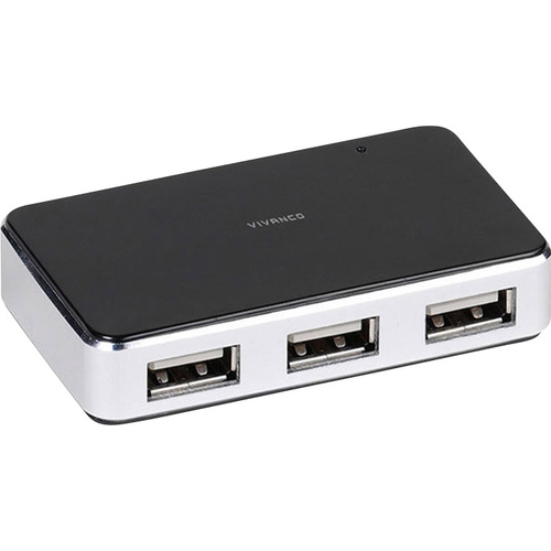 Vivanco IT-USBHUB4PWR 4 Port USB 2.0-Hub Schwarz, Silber