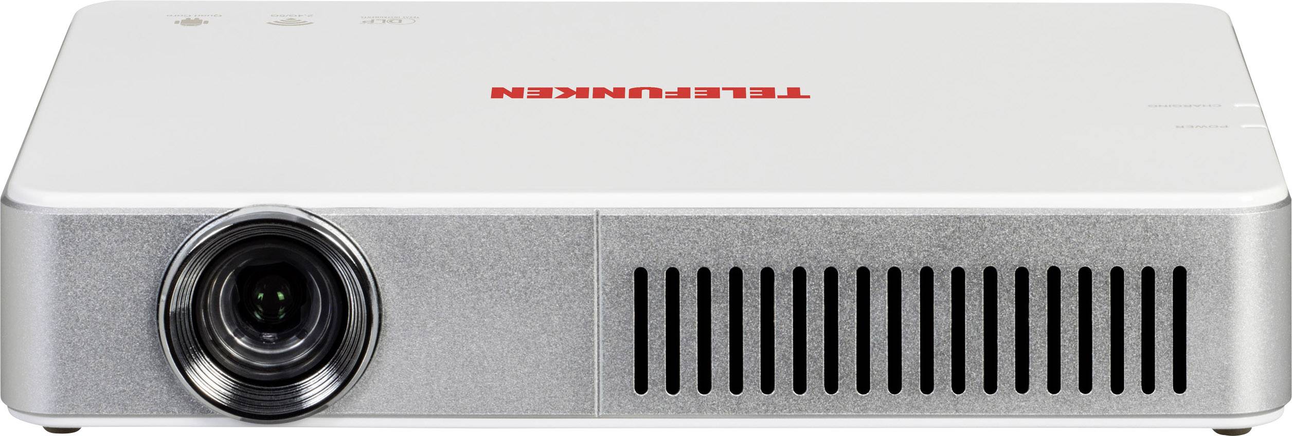 Telefunken Beamer DLP700 WIFI LED 700 lm 1280 x 800 WXGA 3D ready, Akkubetrieben, Full HD, PC free, WLAN, automatische Trapezkorrektur, DLNA