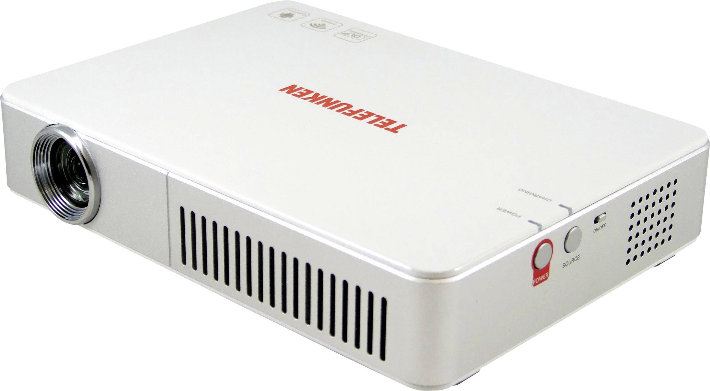 Telefunken Beamer DLP700 WIFI LED 700 lm 1280 x 800 WXGA 3D ready, Akkubetrieben, Full HD, PC free, WLAN, automatische Trapezkorrektur, DLNA