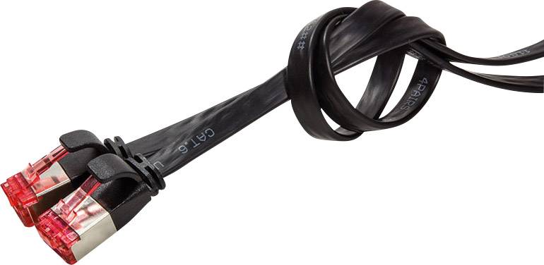 LogiLink CF2023S RJ45 Netzwerkkabel, Patchkabel CAT 6 U/FTP 0.50m Schwarz vergoldete Steckkontakte