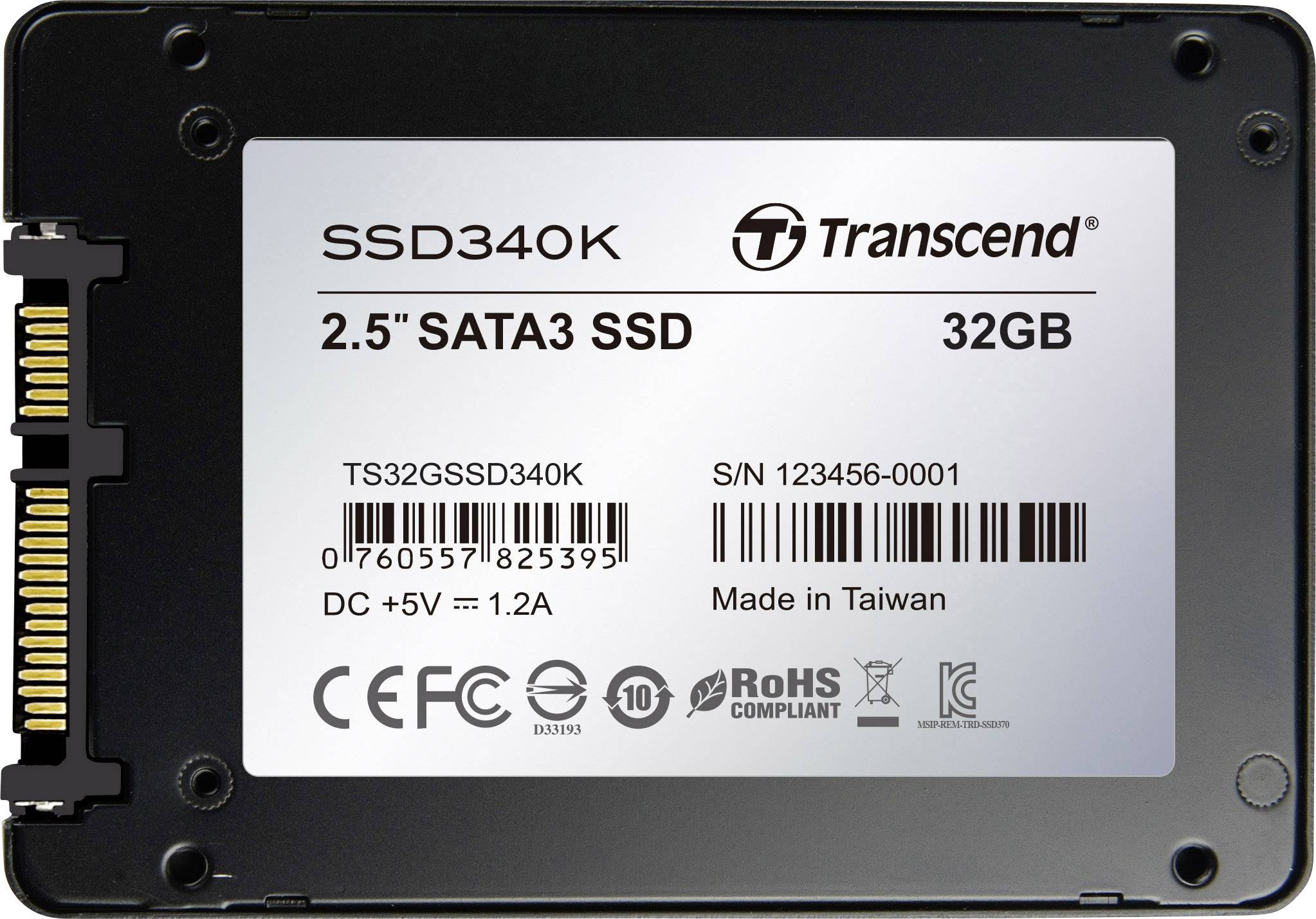 Transcend 340K 32 GB Interne SATA SSD 6.35 cm (2.5 Zoll) SATA 6 Gb/s Retail TS32GSSD340K