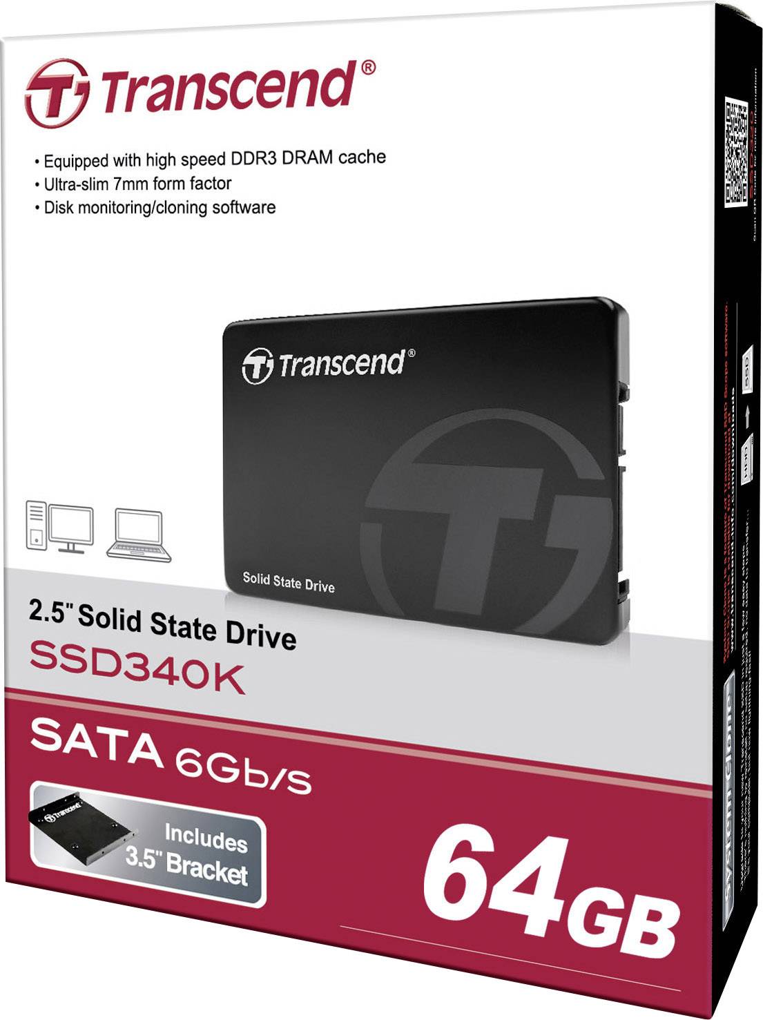 Transcend 340K 64 GB Interne SATA SSD 6.35 cm (2.5 Zoll) SATA 6 Gb/s Retail TS64GSSD340K
