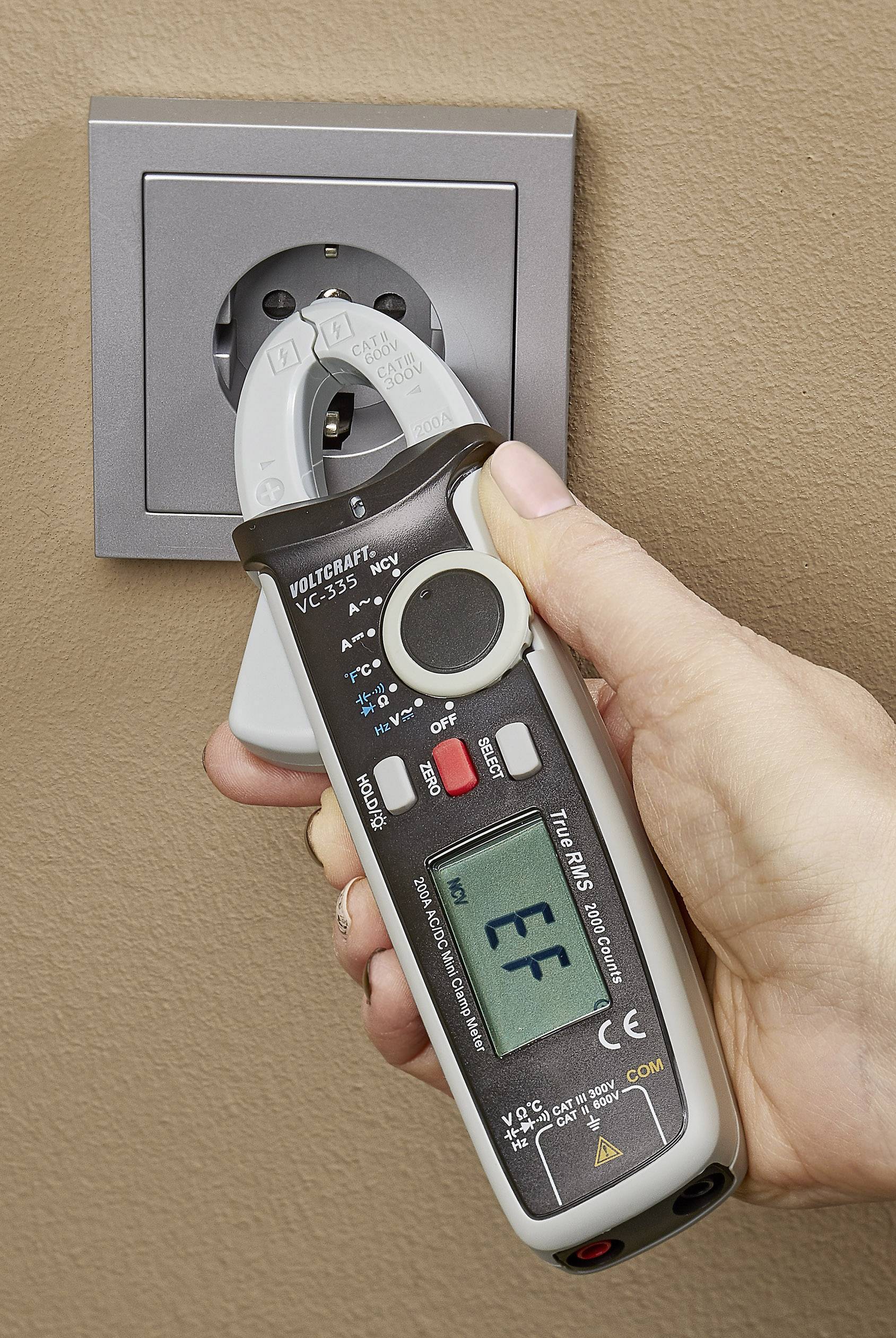 VOLTCRAFT VC-335 Stromzange digital CAT II 600 V, CAT III 300V Anzeige (Counts): 2000