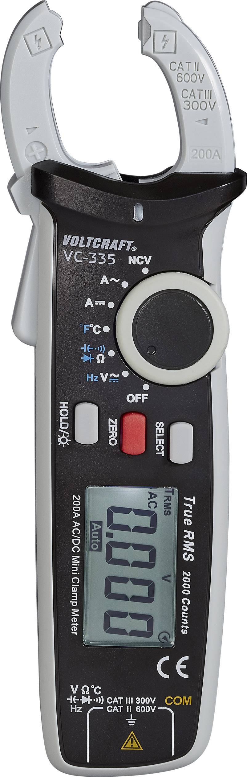 VOLTCRAFT VC-335 Stromzange kalibriert (ISO) digital CAT II 600 V, CAT III 300 V Anzeige (Counts): 2000