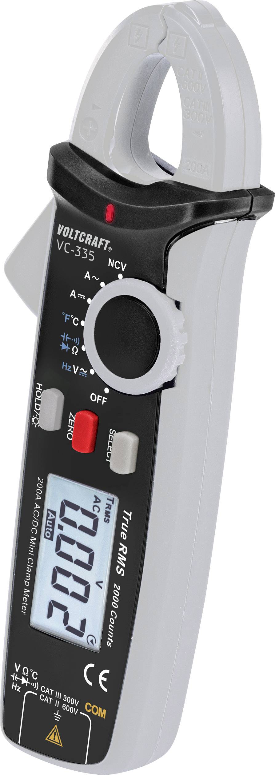VOLTCRAFT VC-335 Stromzange kalibriert (ISO) digital CAT II 600 V, CAT III 300 V Anzeige (Counts): 2000