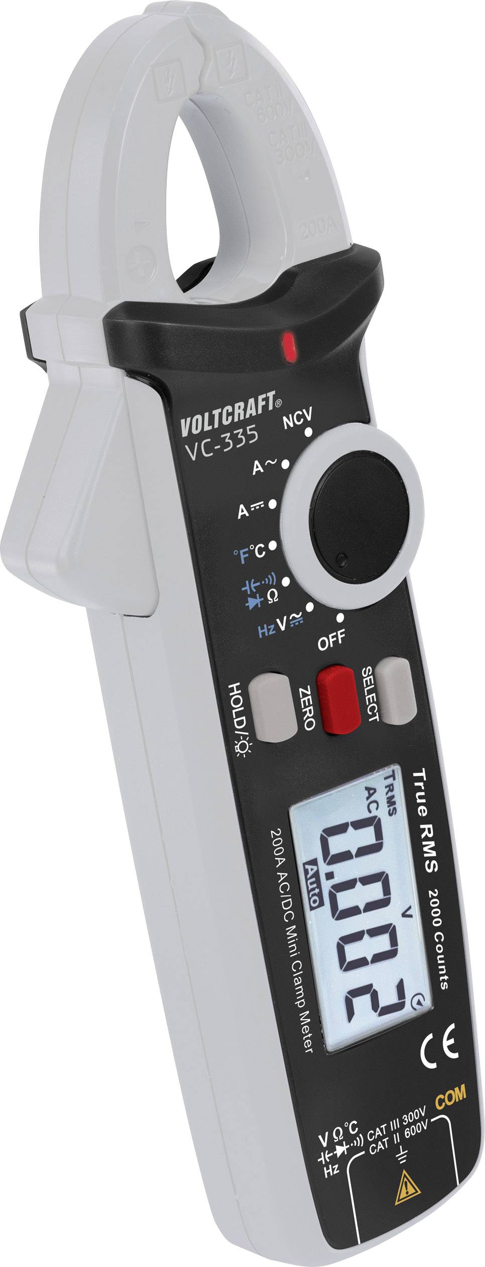 VOLTCRAFT VC-335 Stromzange kalibriert (ISO) digital CAT II 600 V, CAT III 300 V Anzeige (Counts): 2000