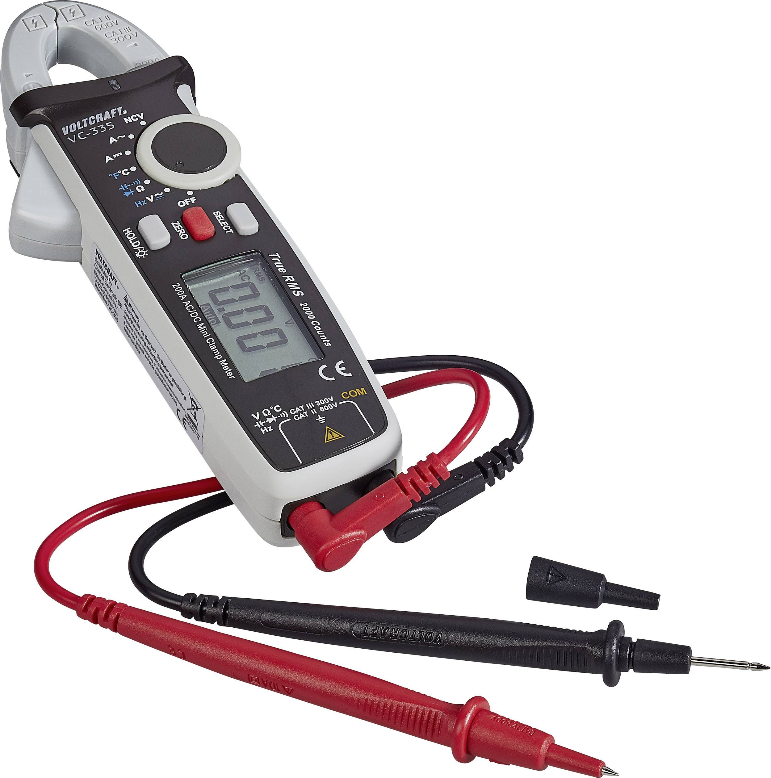 VOLTCRAFT VC-335 Stromzange kalibriert (ISO) digital CAT II 600 V, CAT III 300 V Anzeige (Counts): 2000