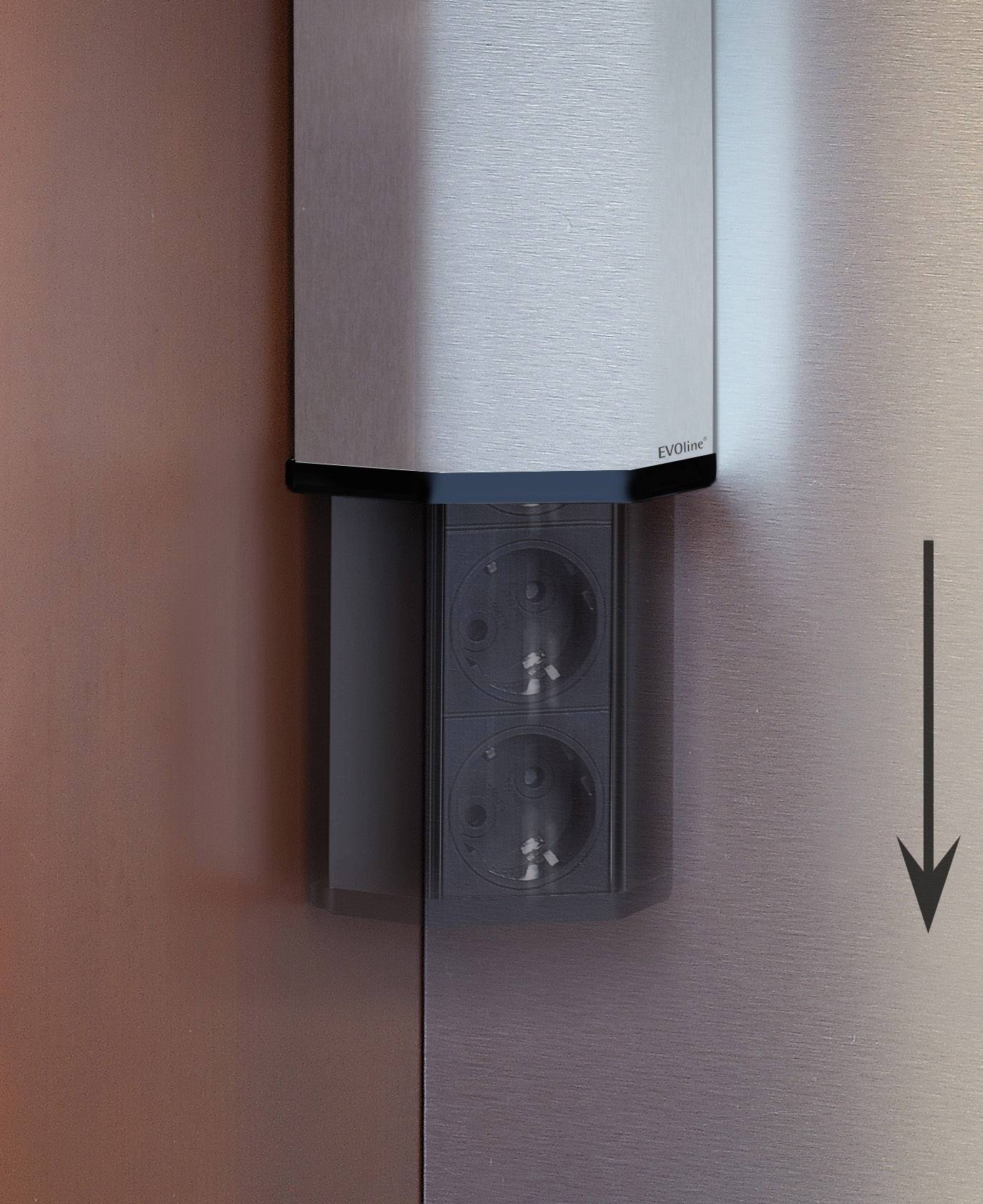 EVOline 159345000300 Steckdosenturm 2fach Schwarz, Edelstahl Flachstecker 1St.
