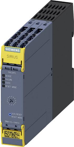 Industriegerät von Siemens, Modell 'SIRIUS'. Zeigt Statusanzeigen für 'FAILSAFE', 'DEVICE', 'FAILURE', 'STATE', 'RESET/MODE', und Drehrad.