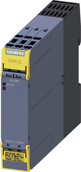 Industrieelektronik-Modul von Siemens mit der Aufschrift 'SIRIUS'. Beschriftungen: 'FAILSAFE' und 'DEVICE', gelb hervorgehoben.
