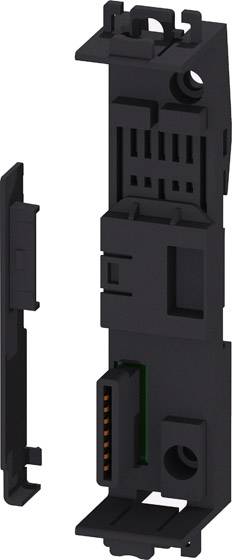 Schwarzes Kunststoff-Gehäuse eines elektronischen Steckverbinders mit mehreren Steckplätzen und Öffnungen.