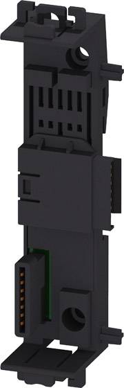 Ein schwarzer, rechteckiger Steckverbinder mit mehreren Anschlusspunkten und technischen Details.