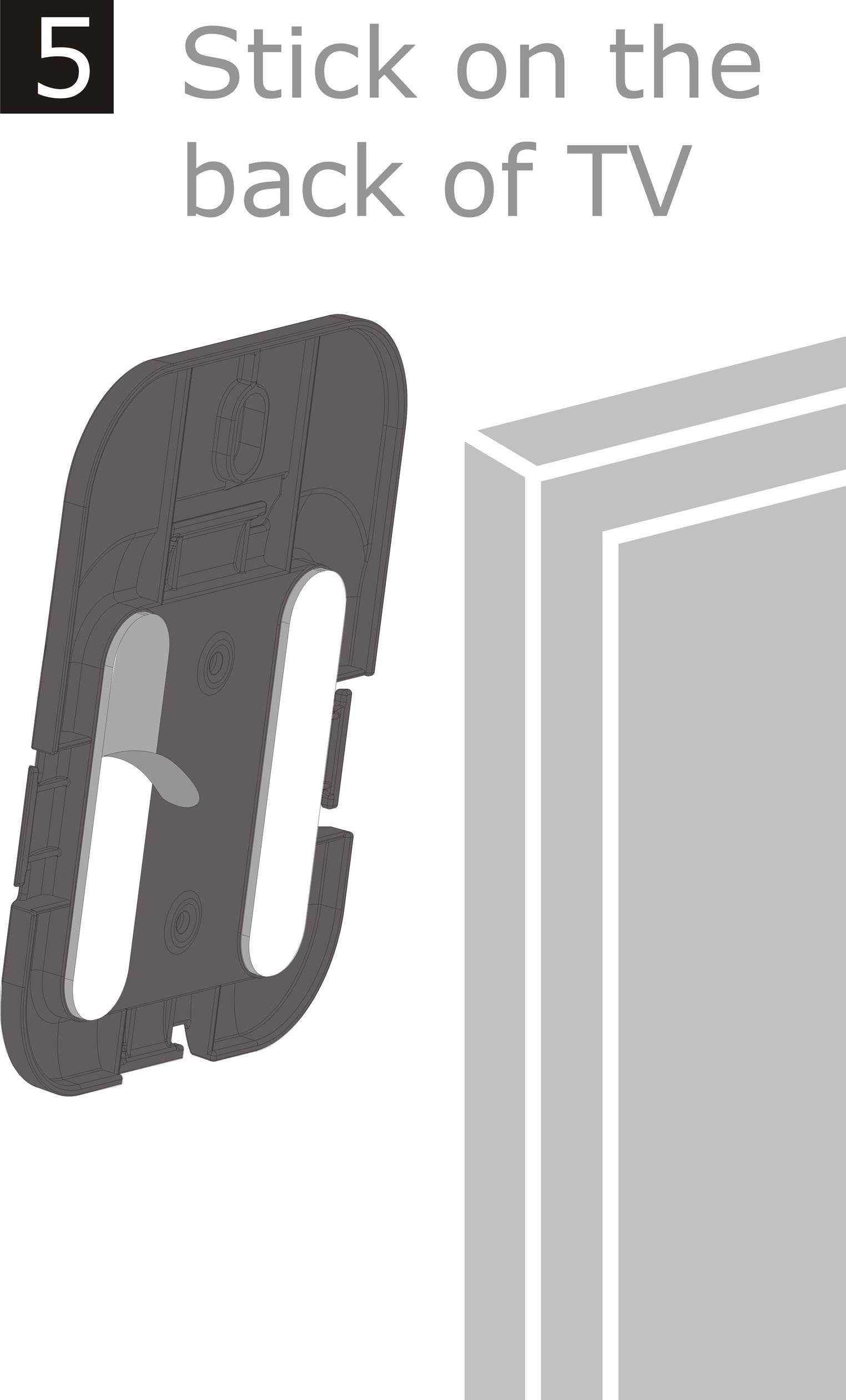 Schritt 5: Halterung wird auf die Rückseite des Fernsehers geklebt.