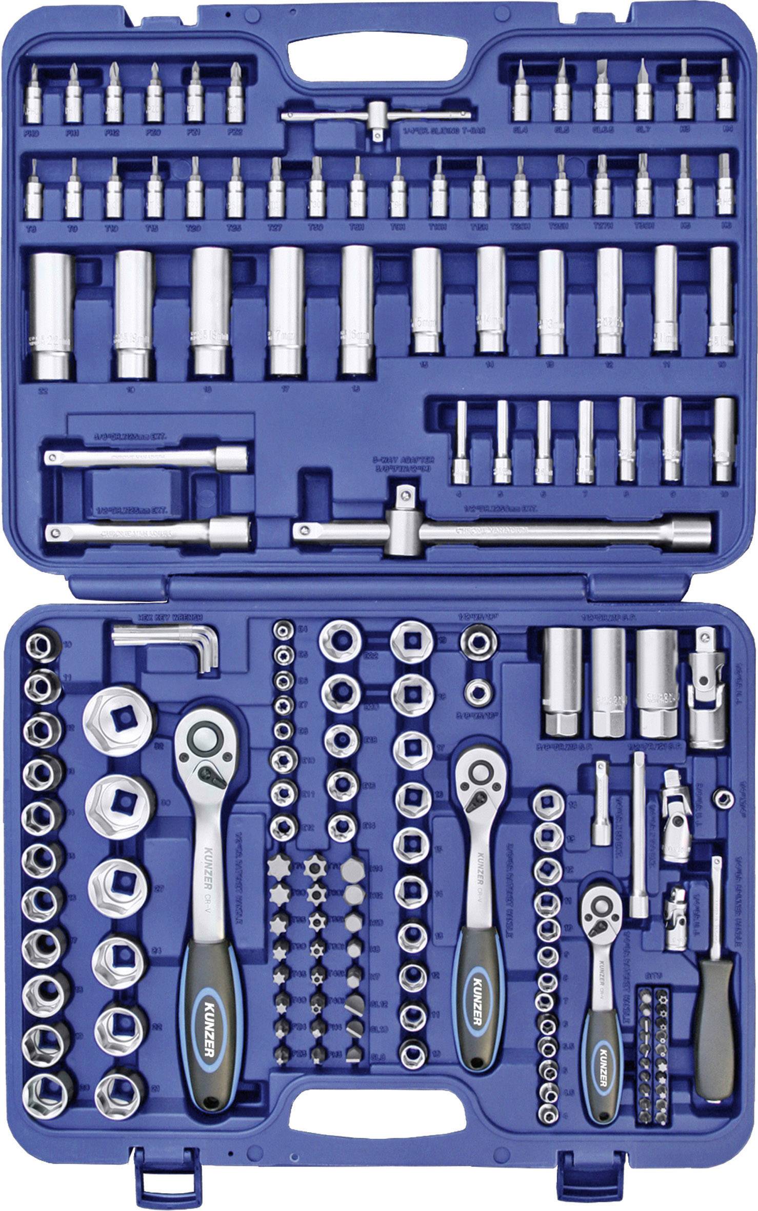 Kunzer Steckschlüsselsatz metrisch 1/4" (6.3 mm), 1/2" (12.5 mm), 3/8" (10 mm) 7SS172