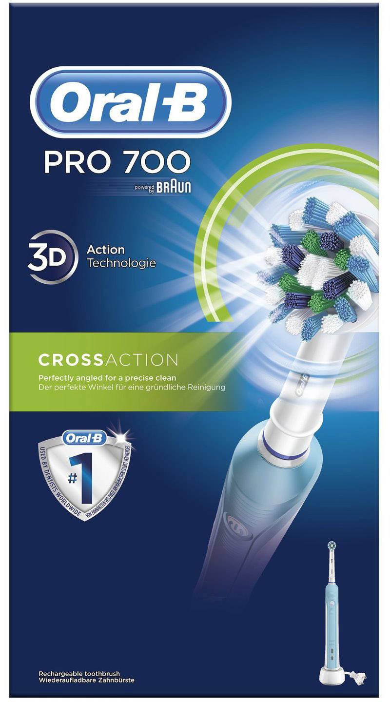 Oral-B PRO700 PRO700 Elektrische Zahnbürste Rotierend/Oszilierend/Pulsieren Weiß, Türkis