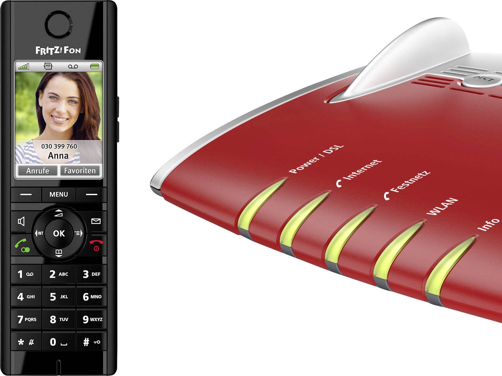 Fritz! FRITZ!Fon C5 Schnurloses Telefon VoIP Freisprechen, Babyphone, Headsetanschluss Farbdisplay Schwarz