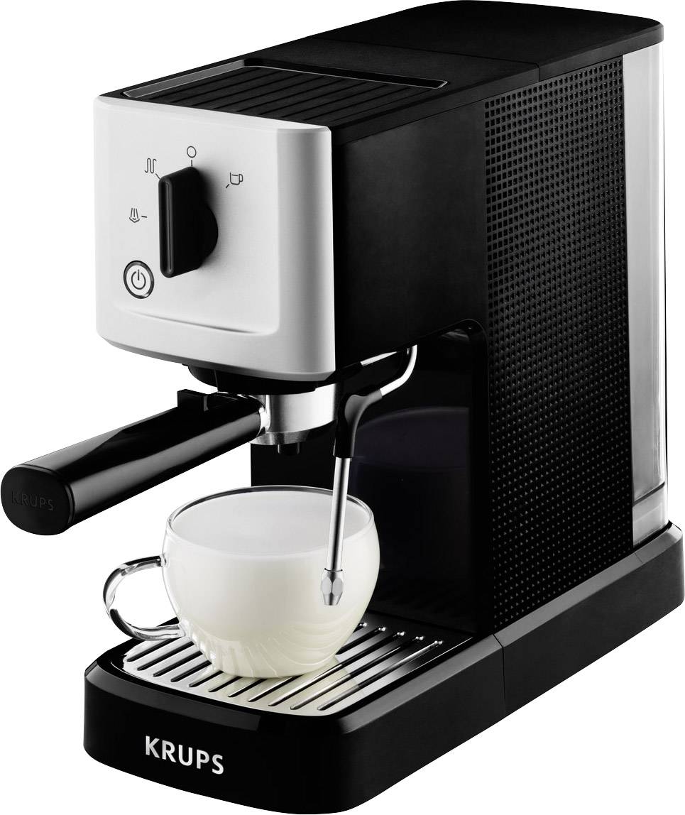 Krups Calvi XP3440 Espressomaschine mit Siebträger Silber, Schwarz 1460W mit Milchaufschäumdüse