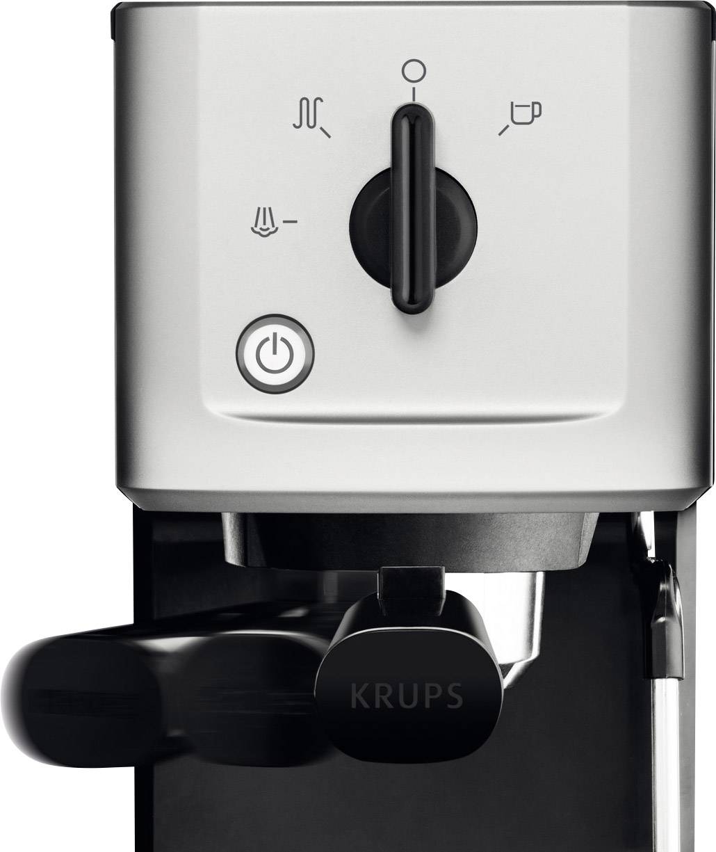 Krups Calvi XP3440 Espressomaschine mit Siebträger Silber, Schwarz 1460W mit Milchaufschäumdüse