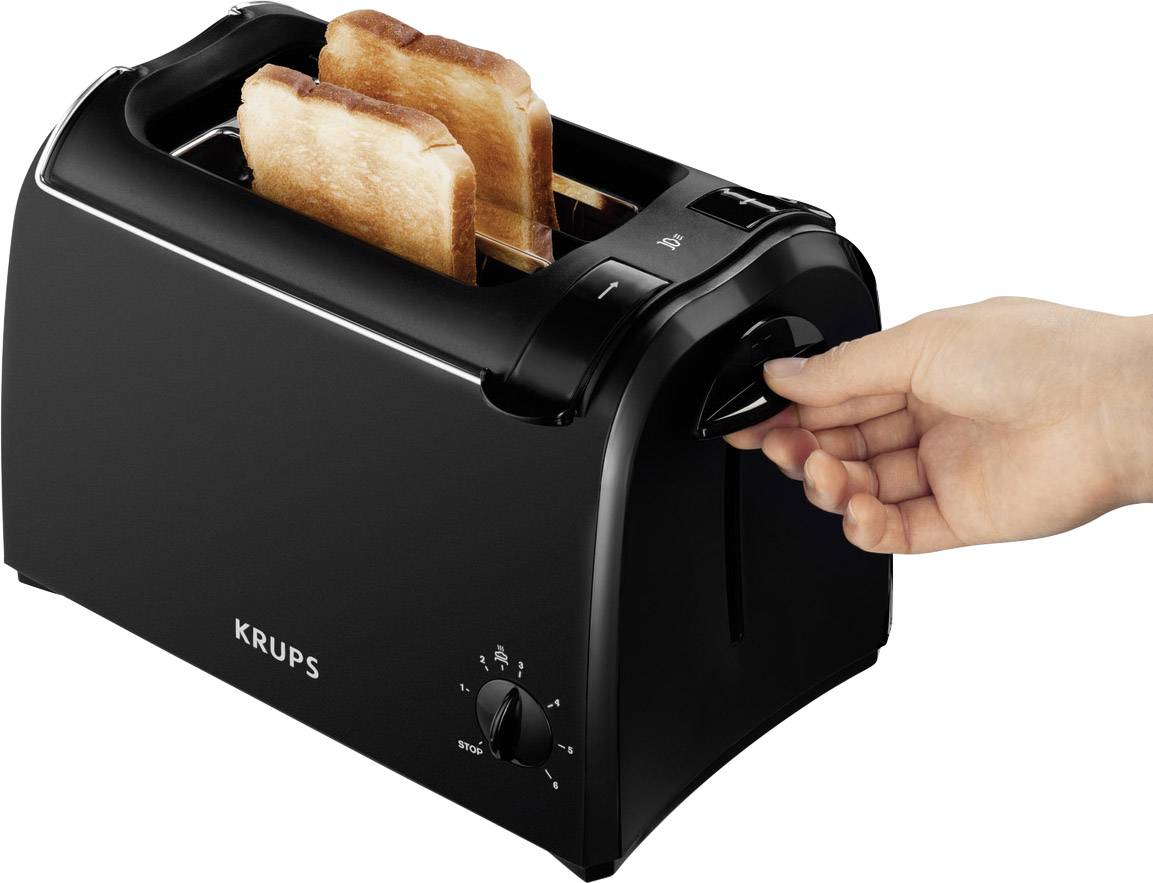 Krups KH1518 Toaster mit eingebautem Brötchenaufsatz Schwarz voelkner