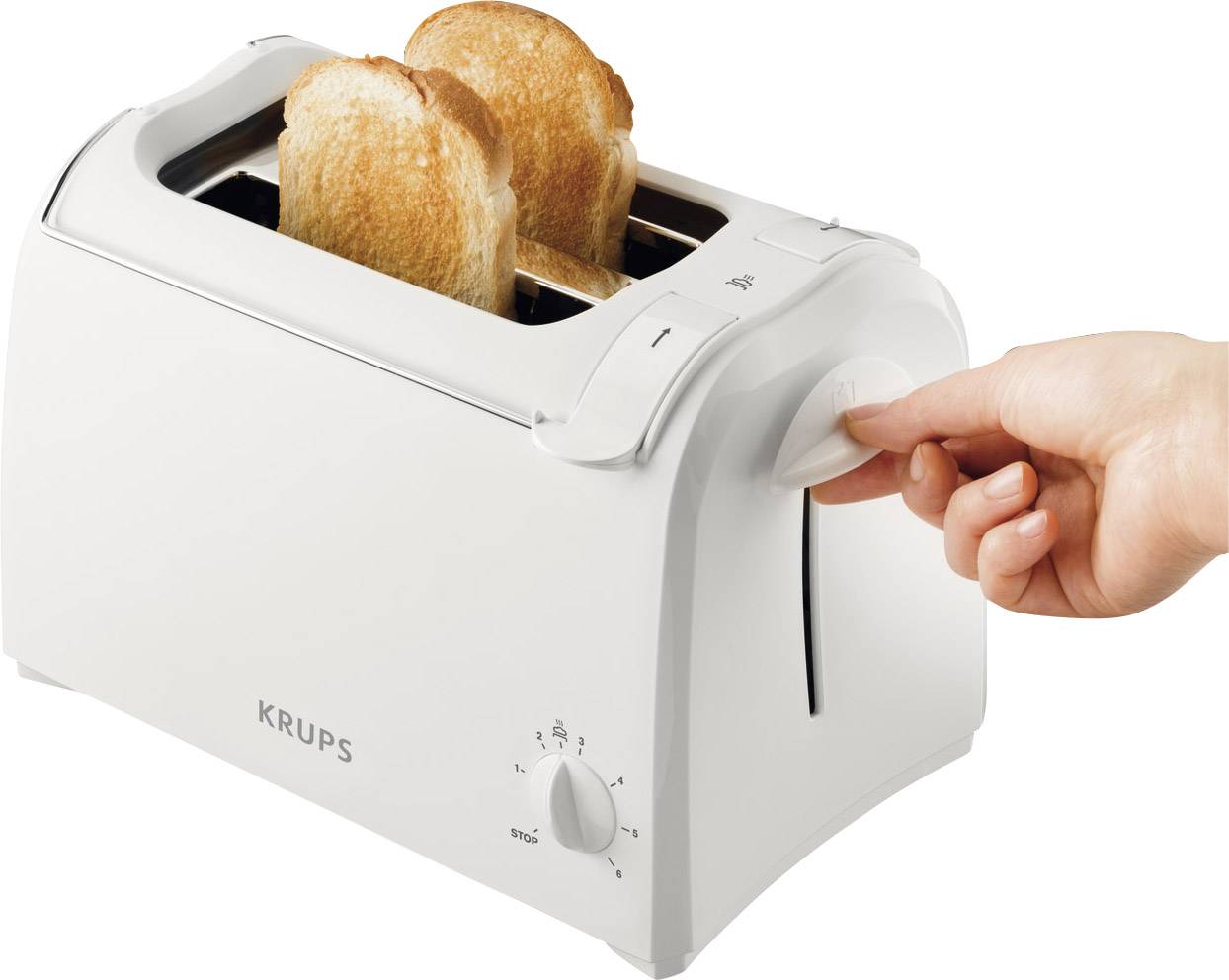Krups KH1511 Toaster mit eingebautem Brötchenaufsatz Weiß