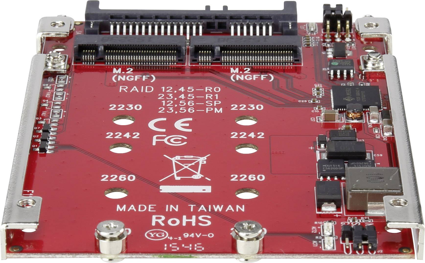 Renkforce RF-2841812 2 Port RAID Controller Passend für (SSD): 2230, 2242, 2260, 2280 inkl. Einbaurahmen