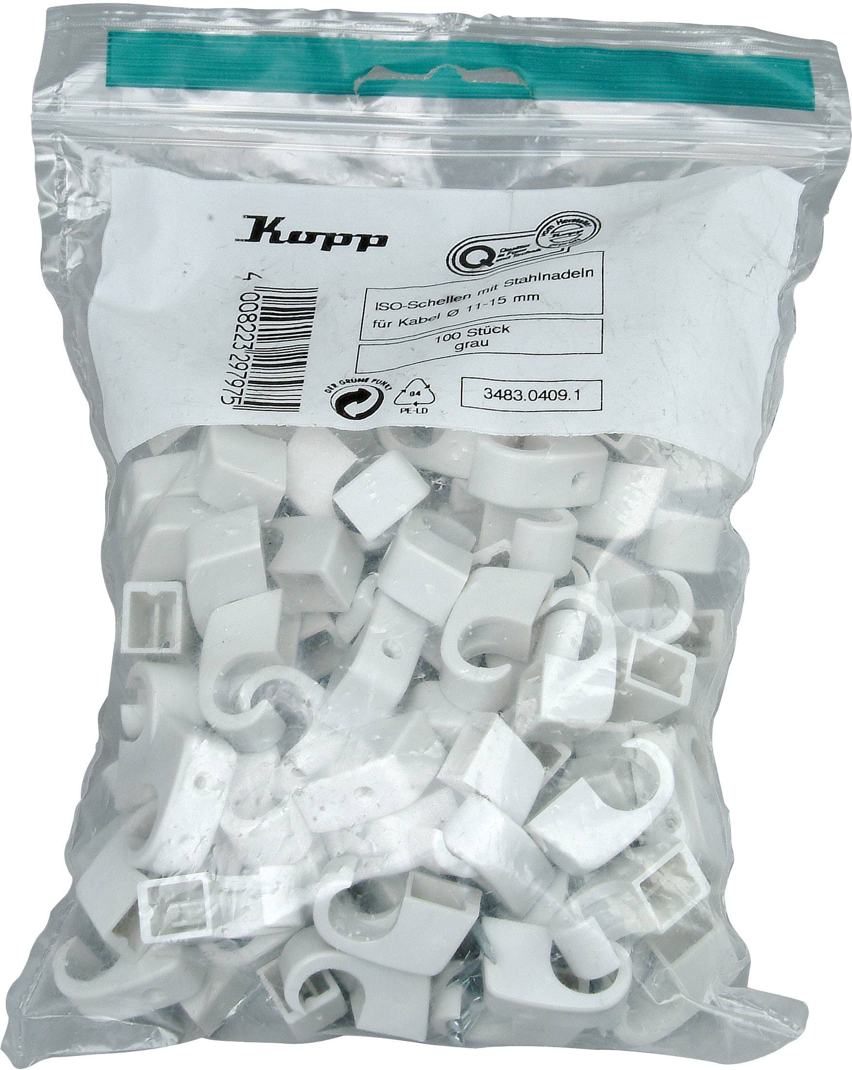 Kopp 348304091 Nagelschellen 348304091 Bündel-Ø-Bereich 10 bis 14 mm Grau 100 St.