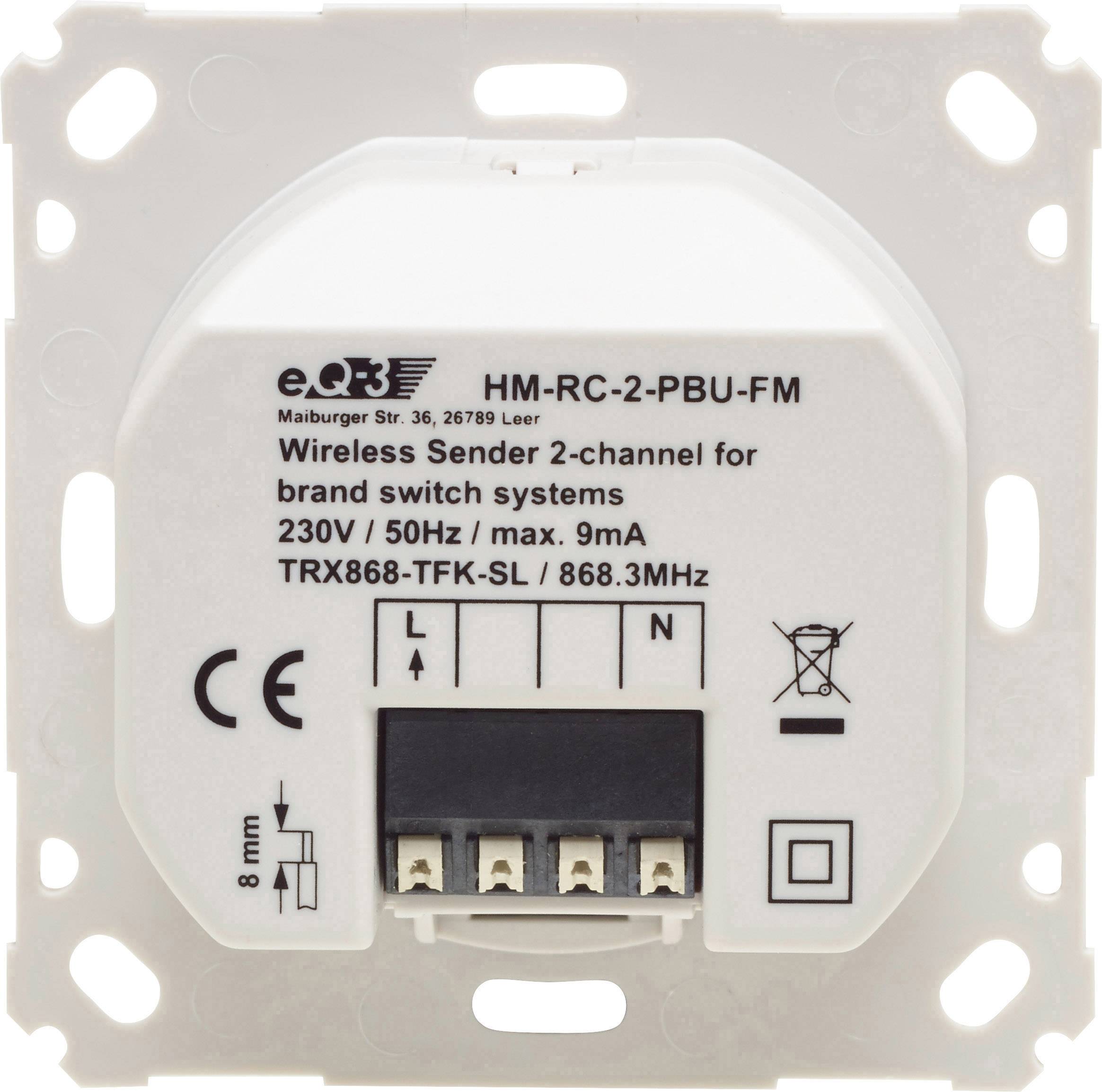 HomeMatic 142237A0 HM-RC-2-PBU-FM-2 Funk Sender 2-Kanal Unterputz