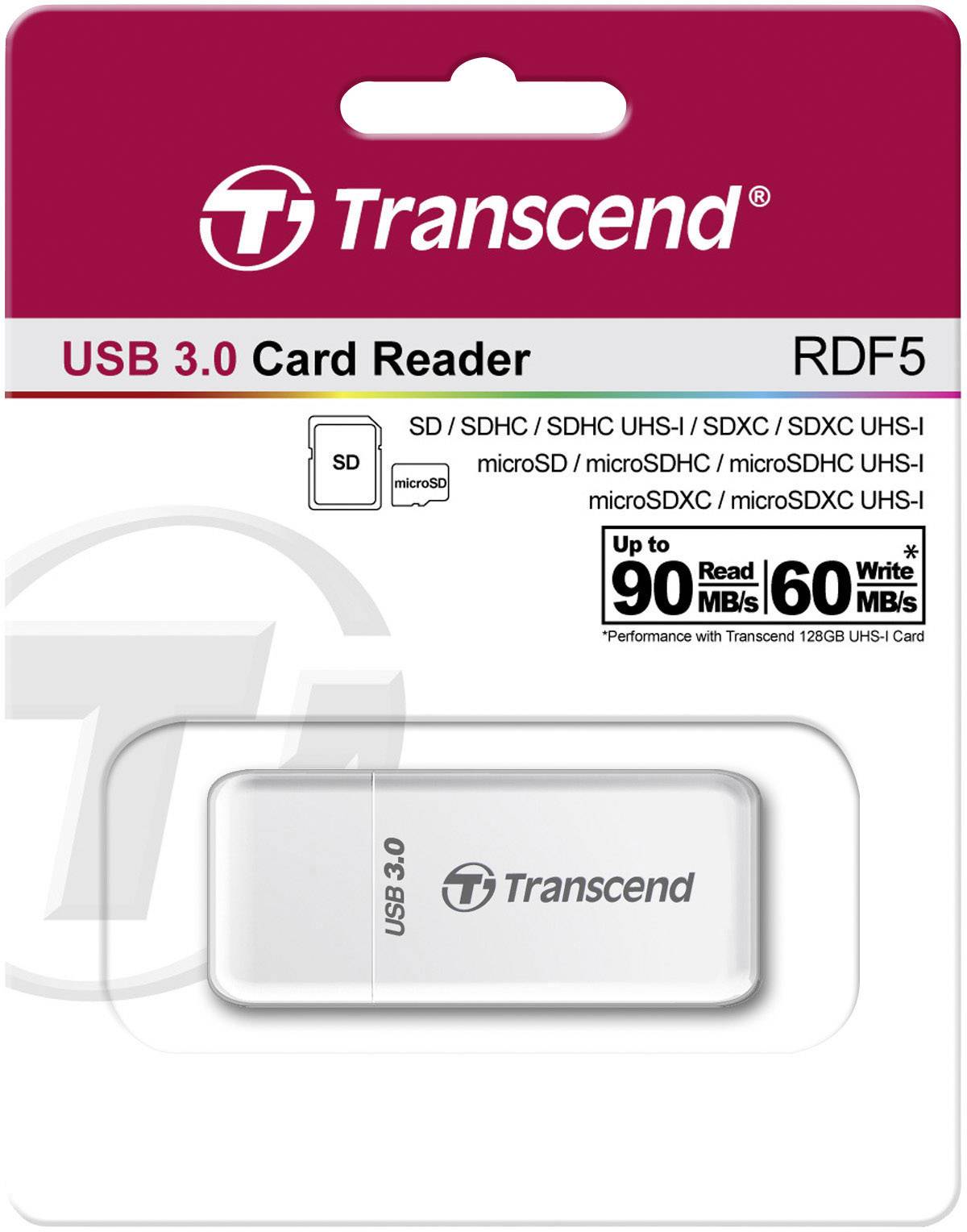 Transcend RDF5W Externer Speicherkartenleser USB-A (USB 3.2 Gen 1) Weiß